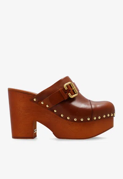 Chloé Clog Borchie In Brown