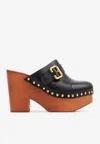 Chloé Jeannette Studded Leather Slingback Platform Clogs In Black