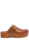 Chloé Jeannette Embellished Leather Platform Clogs In Brown