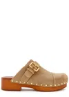 Chloé Jeannette Buckle Detailed Studded Clogs In Brown