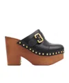 Chloé Jeannette Studded Leather Slingback Platform Clogs In Brown