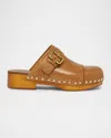 Chloé Calfskin Mules Bold Wooden Platform