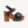 Chloé Jeannette Leather Clog Platform Sandals In Black