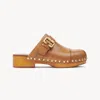 Chloé Calfskin Mules Bold Wooden Platform