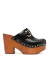 Chloé Jeannette Studded Leather Slingback Platform Clogs In Negro