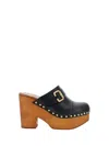 Chloé Jeannette Studded Leather Slingback Platform Clogs In Black
