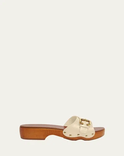 Chloé Jeannette Leather Buckle Clog Sandals