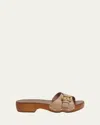 Chloé Jeannette Leather Buckle Clog Sandals In Brown