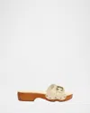 Chloé Jeannette Leather Buckle Clog Sandals In White
