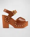 Chloé Chloe Jeannette Leather Platform Sandals In Brown