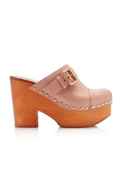 Chloé Jeannette Leather Platform Clogs In Pink