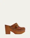 Chloé Jeannette Leather Platform Clogs In 27t Ginger Brown