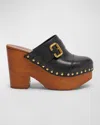 Chloé Jeannette Studded Leather Slingback Platform Clogs In Black