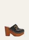 Chloé Jeannette Studded Leather Slingback Platform Clogs In Black