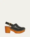 Chloé Jeannette Studded Leather Slingback Platform Clogs In Black