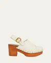 Chloé Jeannette Leather Slingback Platform Clogs In White