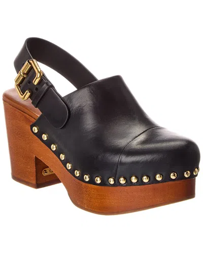Chloé Jeannette Leather Wedge Mule In Black