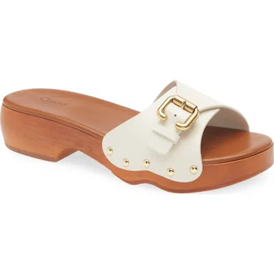 Chloé Jeannette Platform Slide Sandal In White