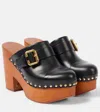Chloé Jeannette Studded Leather Slingback Platform Clogs In Black