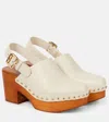 Chloé Jeannette Leather Slingback Platform Clogs In White