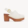 Chloé Jeannette Leather Slingback Platform Clogs In Beige