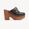 Chloé Jeannette Studded Leather Slingback Platform Clogs In Black
