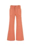 Chloé Cotton High Waist Flared Trousers With Back Pockets