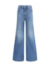 Chloé Blue High Waisted Jeans With Wide Leg And Logo Patch On The Rear In Denim Woman In Blue