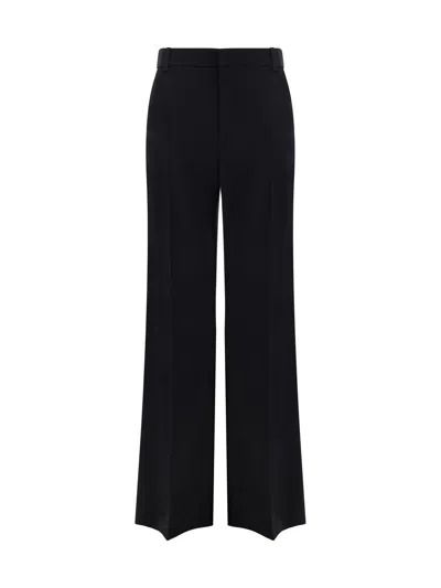 Chloé Cropped Wool And Linen-blend Flared Pants In Schwarz