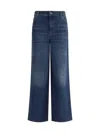 Chloé Women Blue High Waisted Jeans With Wide Leg And Logo Patch On The Rear In Denim Woman In Blue
