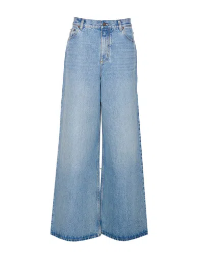 Chloé Paneled Rigid High-rise Wide-leg Jeans In Light Wash