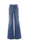 Chloé Blue High Waisted Jeans With Wide Leg And Logo Patch On The Rear In Denim Woman In Blue