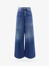 Chloé Blue High Waisted Jeans With Wide Leg And Logo Patch On The Rear In Denim Woman In Blue