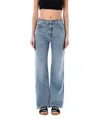 Chloé Cotton Blend Straight Leg Jeans In Blue