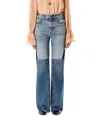 Chloé Patchwork Rigid High-rise Flared-leg Jeans In Blue