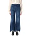 Chloé High Waist Wide-leg Cropped Jeans With Raw Hem In Blue