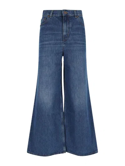 Chloé Chloe' Wide Leg Denim Jeans In Black