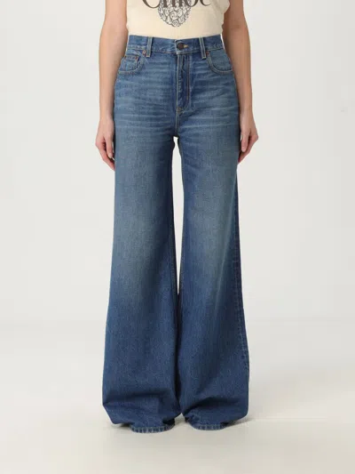 Chloé Chloe' Wide Leg Denim Jeans In Black