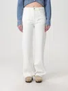 Chloé White Five-pocket Jeans With Logo Detail In Cotton Blend Denim Woman In White