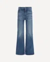 Chloé Women Blue Jeans With Wide Leg And Pendant Charm On The Front In Denim Woman In Blue