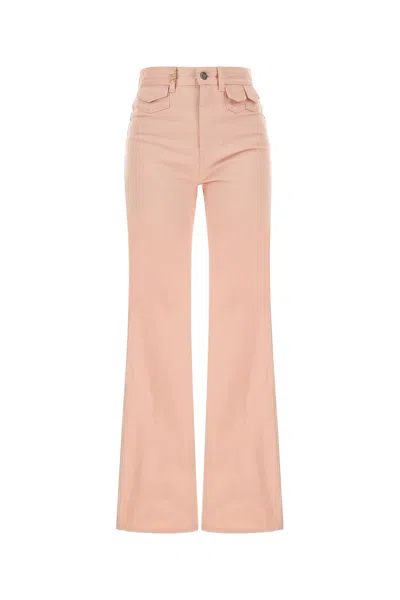 Chloé Pink High Waist Jeans With Mini Pockets With Waist Flap In Denim Woman