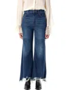 Chloé High-rise Wide-leg Raw-hem Denim Trousers In Night Blue
