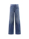Chloé Blue High Waisted Jeans With Wide Leg And Logo Patch On The Rear In Denim Woman In Blue