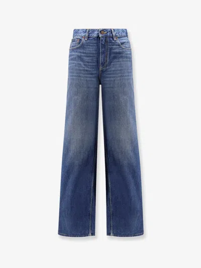 Chloé Jeans With Leather Logo Tag In Blue