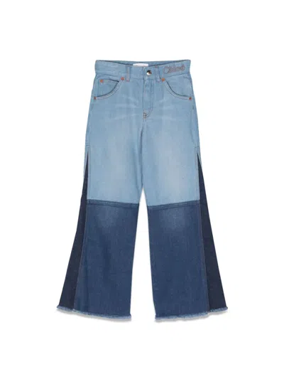 Chloé Kids' Jeans With Side Insert In Denim