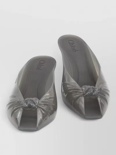 Chloé Jelly Mule Sandals Curved Heel Bow In Gray
