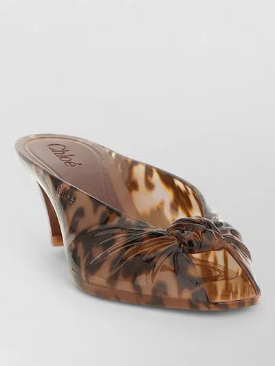 Chloé Jelly Mules Animal Print Block Heel Knot