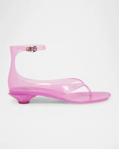 CHLOÉ JELLY THONG ANKLE-STRAP SANDALS