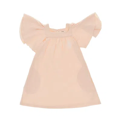Chloé Jersey Mini Dress With Pineapple Logo Kids In Pink