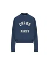 Chloé Cropped Round Neck Sweatshirt Clothing In Blue